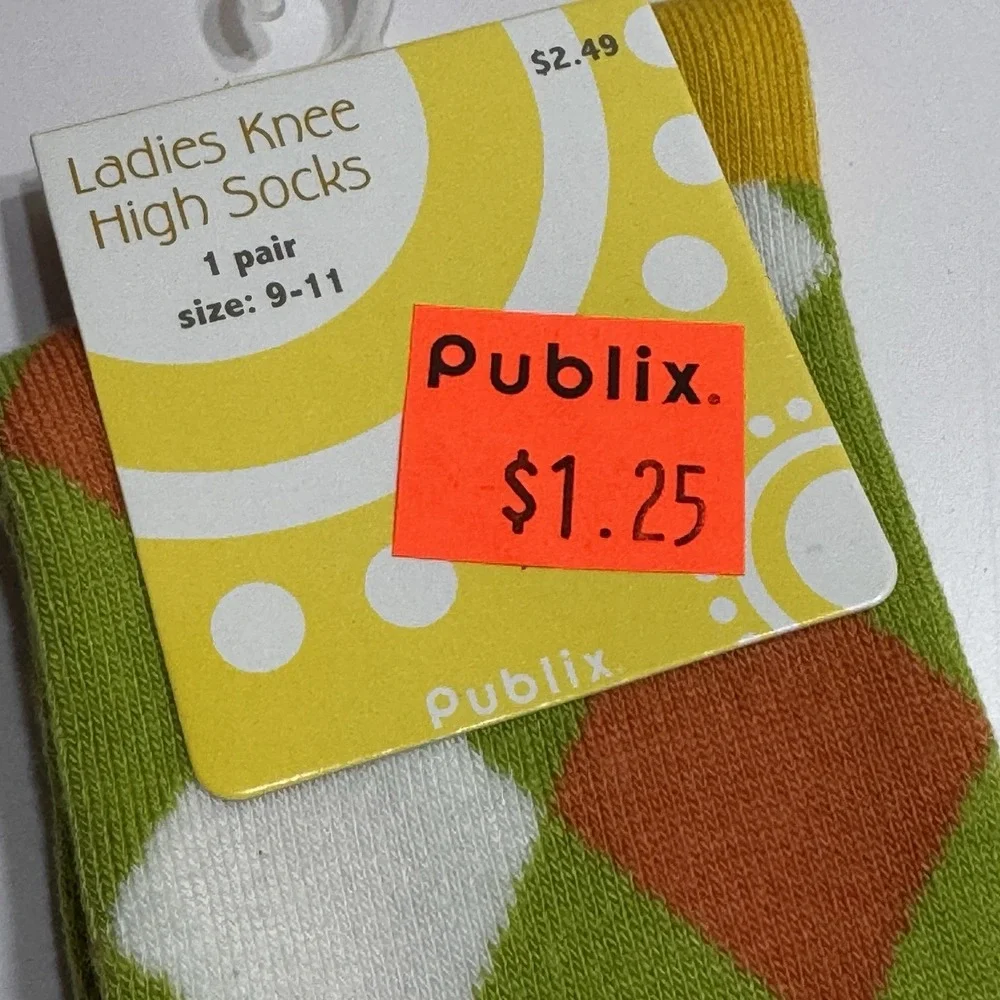 Lot 7 Easter Novelty Chick Print Crew Long Socks Various Sz 7-11 Egg Fun